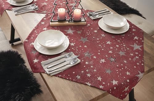 Dekoleidenschaft Jacquard Tischdecke Sterne dunkel-rot mit goldenen Sternen, 85x85 cm, Tischtuch Dekoleidenschaft Jacquard Tischdecke Sterne dunkel-rot mit goldenen Sternen, 85x85 cm, Tischtuch von Dekoleidenschaft
