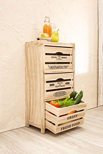 Dekoleidenschaft Kommode Food Storage aus Holz, 3 Schubladen, Obstregal, Kartoffelkiste, Küchenschrank von Dekoleidenschaft