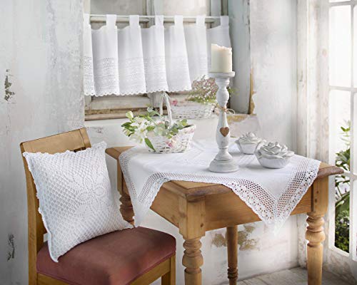 nostalgische Tischdecke mit Borte in Häkeloptik, weiß, 85 x 85 cm, aus 70% Baumwolle von Dekoleidenschaft