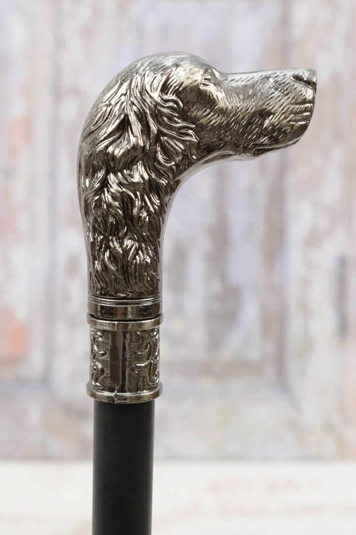 Gehstock Silber - Kopf Windhund Geschenk Für Großvater Vater Aluminium Hund Hundegriff von DekorStyle