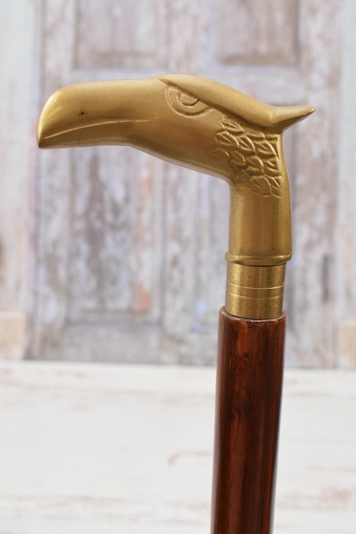 Gehstockkopf Adler - Messing Und Holzstock Elegantes Geschenk Für Großvater Vater Goldene Cane von DekorStyle