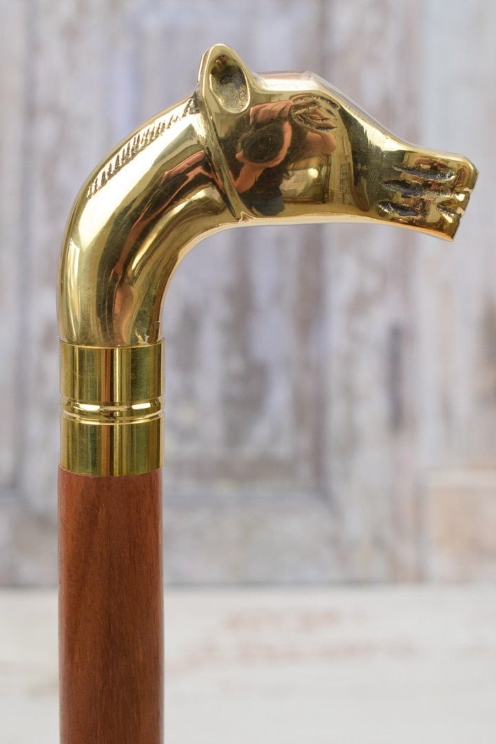 Messing Gehstock - Kopf Pferd Geschenk Für Großvater Vater Aluminium Kunstwerk von DekorStyle