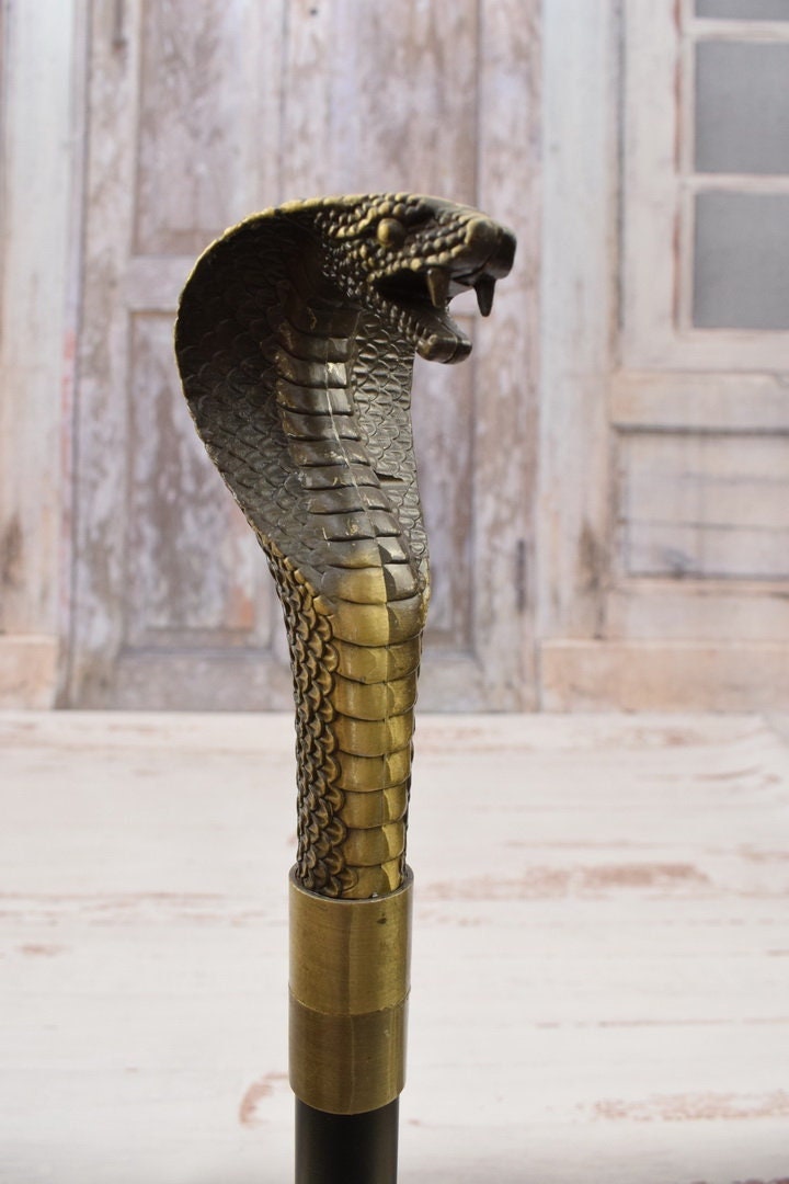 Messing Gehstock - Schlange Cobra Geschenk Für Großvater Vater Aluminium Handgemachtes Rabe Kunstwerk von DekorStyle