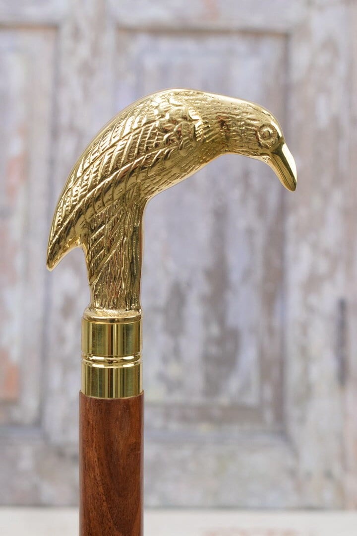 Messing Gehstock - Vogel Rabe Geschenk Für Großvater Vater Aluminium Cane Figur Kunstwerk von DekorStyle