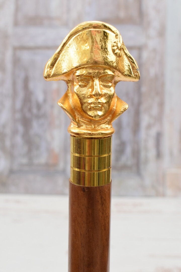 Napoleon Bonaparte Gehstock - Holz Und Messing Geschenk Für Großvater Vater Holzstock Art Deco von DekorStyle