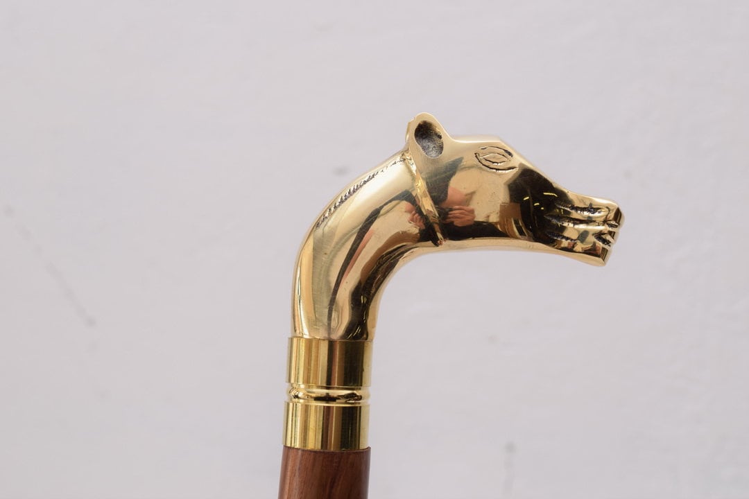 Pferd Gehstock Holz Und Messing Geschenk Für Großvater Vater Holzstock Art Deco von DekorStyle