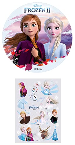 Dekozauber24 2er Set Frozen Essbarer Tortenaufleger + Mini-Törtchenaufleger, Tortendeko Kindergeburtstag (Frozen Nr. 1) von Dekozauber24