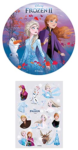 Dekozauber24 2er Set Frozen Essbarer Tortenaufleger + Mini-Törtchenaufleger, Tortendeko Kindergeburtstag (Frozen Nr. 2) von Dekozauber24