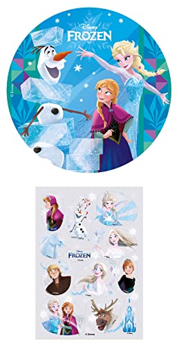 Dekozauber24 2er Set Frozen Essbarer Tortenaufleger + Mini-Törtchenaufleger, Tortendeko Kindergeburtstag (Frozen Nr. 5) von Dekozauber24