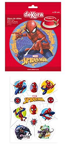 Dekozauber24 2er Set Spiderman Essbarer Tortenaufleger + Mini-Törtchenaufleger, Tortendeko Kindergeburtstag (Spiderman Nr. 4) von Dekozauber24