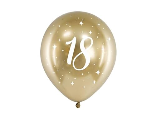Dekozauber24 Luftballons zum Geburtstag mit Zahl, 6 Stück, gold, 30cm, glänzend, Jubiläum Party Deko (18) von Dekozauber24