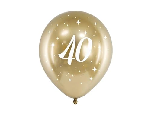 Dekozauber24 Luftballons zum Geburtstag mit Zahl, 6 Stück, gold, 30cm, glänzend, Jubiläum Party Deko (40) von Dekozauber24