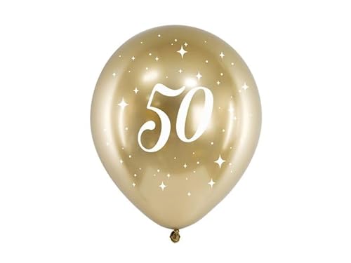 Dekozauber24 Luftballons zum Geburtstag mit Zahl, 6 Stück, gold, 30cm, glänzend, Jubiläum Party Deko (50) von Dekozauber24