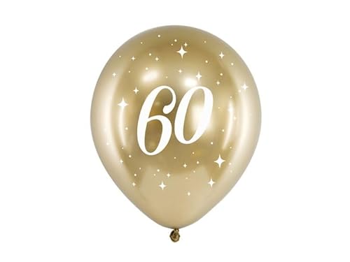 Dekozauber24 Luftballons zum Geburtstag mit Zahl, 6 Stück, gold, 30cm, glänzend, Jubiläum Party Deko (60) von Dekozauber24