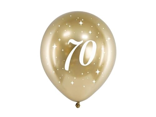 Dekozauber24 Luftballons zum Geburtstag mit Zahl, 6 Stück, gold, 30cm, glänzend, Jubiläum Party Deko (70) von Dekozauber24