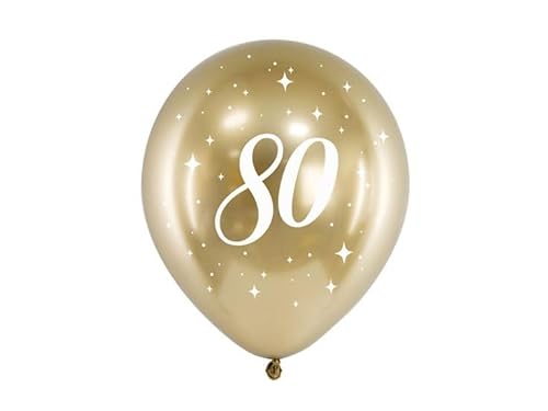 Dekozauber24 Luftballons zum Geburtstag mit Zahl, 6 Stück, gold, 30cm, glänzend, Jubiläum Party Deko (80) von Dekozauber24