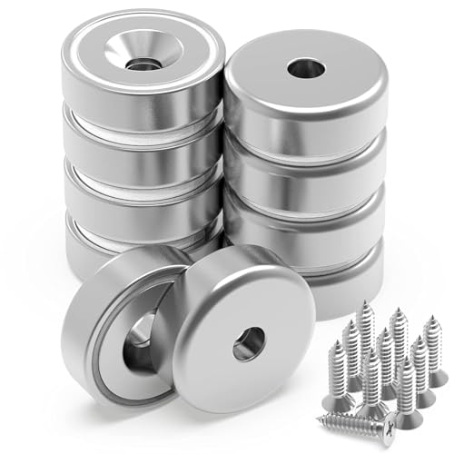 Delaga Magnete Stark mit Loch, Magnete Rund 18 KG Kraft 25mm, Neodym Magnet mit Schrauben, Topfmagnet 10 Stück Delaga Magnete Stark mit Loch, Magnete Rund 18 KG Kraft 25mm, Neodym Magnet mit Schrauben, Topfmagnet 10 Stück von Delaga