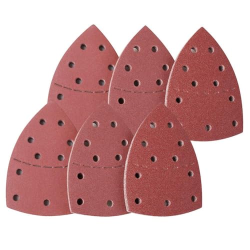 Delaga 30 Stück Schleifblätter, Schleifpapier Set 40/80/120/180/240 Körnung 105 x 152 mm, 11 Löcher von Delaga