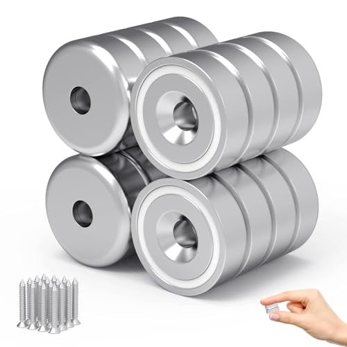 Delaga Magnete Stark mit Loch, Magnete Rund 12 KG Kraft 20mm, Neodym Magnet mit Schrauben, Topfmagnet 12 Stück Delaga Magnete Stark mit Loch, Magnete Rund 12 KG Kraft 20mm, Neodym Magnet mit Schrauben, Topfmagnet 12 Stück von Delaga