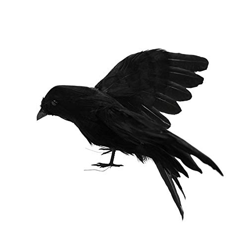 Delaman Federrähnen auf der Suche nach Einer realistischen Krähe, Schwarze Vogelfedern, Halloween-Dekor, Fantastische Partydekorationen (Farbe: #3) von Delaman