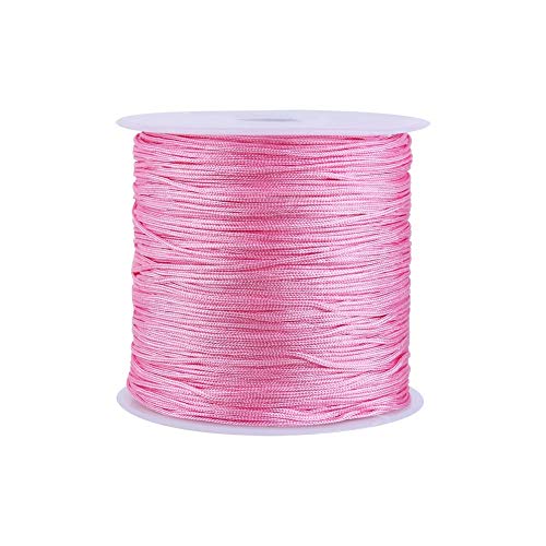 Delaman Nylon chinesische Knoten Cord Rattail Macrame Shamballa Thread String 100M x 0,8 mm, 10 Farben Sie können wählen. (Farbe : Rosa) von Delaman