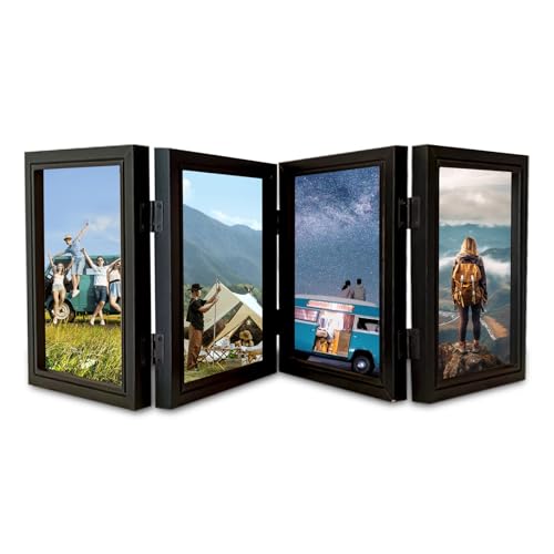 Delamiya Bilderrahmen für 4 Fotos, 10x15 cm Faltbar Holz Bilderrahmen, Portraitrahmen Rahmen für den Schreibtisch oder Familie Hochzeit Geschenke, Geschenk für Mutter, Freund (Schwarz, Vervierfachen) Delamiya Bilderrahmen für 4 Fotos, 10x15 cm Faltbar Holz Bilderrahmen, Portraitrahmen Rahmen für den Schreibtisch oder Familie Hochzeit Geschenke, Geschenk für Mutter, Freund (Schwarz, Vervierfachen) von Delamiya