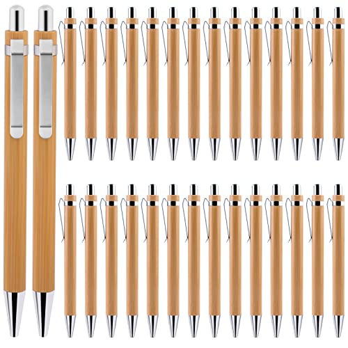 Delamiya Kugelschreiber Set, 30er kugelschreiber Hochwertig, Bambus Kugelschreiber, Schreibgerät, für Schreiben, Journaling, Schule, Bürobedarf, Abschlussgeschenk von Delamiya