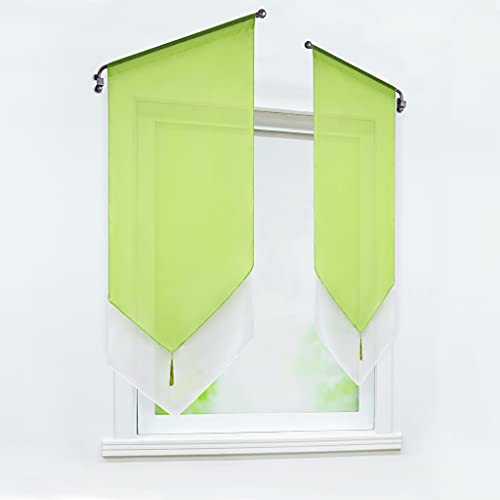 Delien Scheibengardine Modern Kurzstores Voile Türgardine Bistrogardinen Zweifarbig Gardinen Doppelschicht Kurzgardinen mit Quaste Vorhang Kurz mit Tunnelzug BxH 60x120cm,Grün Delien Scheibengardine Modern Kurzstores Voile Türgardine Bistrogardinen Zweifarbig Gardinen Doppelschicht Kurzgardinen mit Quaste Vorhang Kurz mit Tunnelzug BxH 60x120cm,Grün von Delien