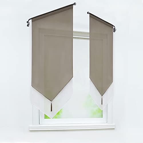 Delien Scheibengardine Modern Kurzstores Voile Türgardine Bistrogardinen Zweifarbig Gardinen Doppelschicht Kurzgardinen mit Quaste Vorhang Kurz mit Tunnelzug BxH 60x90cm,Braun Delien Scheibengardine Modern Kurzstores Voile Türgardine Bistrogardinen Zweifarbig Gardinen Doppelschicht Kurzgardinen mit Quaste Vorhang Kurz mit Tunnelzug BxH 60x90cm,Braun von Delien