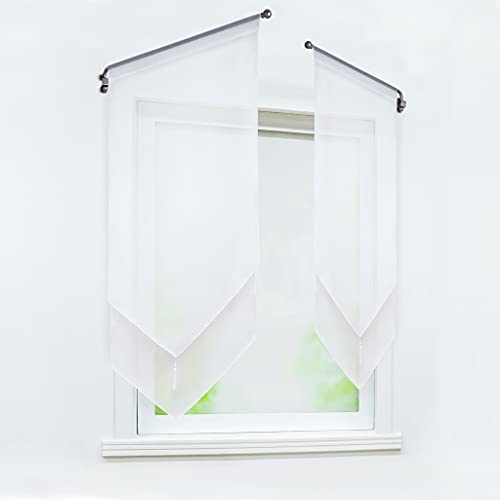 Delien Scheibengardine Modern Kurzstores Voile Türgardine Bistrogardinen Zweifarbig Gardinen Doppelschicht Kurzgardinen mit Quaste Vorhang Kurz mit Tunnelzug BxH 60x90cm,Weiß Delien Scheibengardine Modern Kurzstores Voile Türgardine Bistrogardinen Zweifarbig Gardinen Doppelschicht Kurzgardinen mit Quaste Vorhang Kurz mit Tunnelzug BxH 60x90cm,Weiß von Delien
