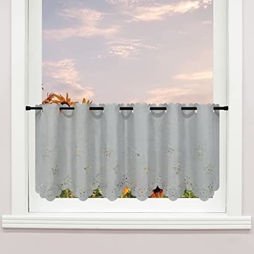 Delien Scheibengardine Voile Bistrogardinen mit Durchstangenzug Gardine Modern Küche Kurzstores Transparente Kurzgardine Landhaus Vorhang mit hohlem Design BxH 120x45cm,Grau Delien Scheibengardine Voile Bistrogardinen mit Durchstangenzug Gardine Modern Küche Kurzstores Transparente Kurzgardine Landhaus Vorhang mit hohlem Design BxH 120x45cm,Grau von Delien
