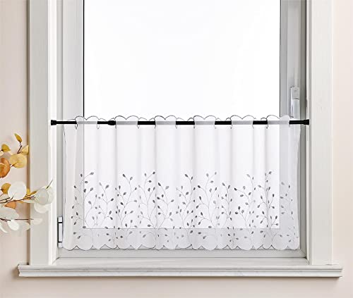 Delien Voile 1 stück Scheibengardinen Kurzgardinen Stickerei Bistrogardine »Grünland« Transparente Kurzstores Durchstangenzug Kurzvorhang mit Grasmuster Blattmuster für Küche BxH 120x30cm,Hellgrau Delien Voile 1 stück Scheibengardinen Kurzgardinen Stickerei Bistrogardine »Grünland« Transparente Kurzstores Durchstangenzug Kurzvorhang mit Grasmuster Blattmuster für Küche BxH 120x30cm,Hellgrau von Delien