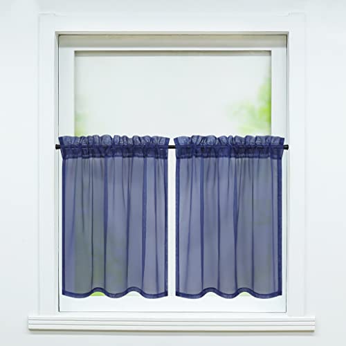 Delien Voile 2er Set Scheibengardinen Kurzgardinen Küche Café Kurzvorhang Landhausstil Modern Bistrogardine Einfachheit Transparente Einfarbige Vorhang Kurzstores mit Tunnelzug BxH 76x92cm,Dunkelblau Delien Voile 2er Set Scheibengardinen Kurzgardinen Küche Café Kurzvorhang Landhausstil Modern Bistrogardine Einfachheit Transparente Einfarbige Vorhang Kurzstores mit Tunnelzug BxH 76x92cm,Dunkelblau von Delien