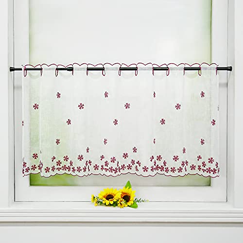 Delien Voile Scheibengardinen Kurzgardinen Stickerei Bistrogardine »Fallende Blumen« Transparente Kurzstores Durchstangenzug Kurzvorhang mit Blumenmuster für Küche 1 Stück BxH 90x45cm,Violett Delien Voile Scheibengardinen Kurzgardinen Stickerei Bistrogardine »Fallende Blumen« Transparente Kurzstores Durchstangenzug Kurzvorhang mit Blumenmuster für Küche 1 Stück BxH 90x45cm,Violett von Delien