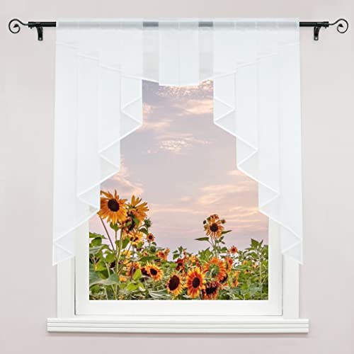 Delien Voile Scheibengardinen mit Durchstangenzug Landhaus Bistrogardinen Modern Transparente Gardinen Küche Kleinfenster Kurzstores Kurzgardinen 1 Stück BxH 100x100cm,Weiß Delien Voile Scheibengardinen mit Durchstangenzug Landhaus Bistrogardinen Modern Transparente Gardinen Küche Kleinfenster Kurzstores Kurzgardinen 1 Stück BxH 100x100cm,Weiß von Delien