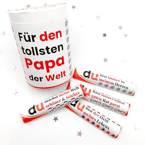 Aufkleber-Set – 20 Duplo-Banderolen + 2 Box-Sticker – personalisierte Geschenkbox & DIY-Geschenk für Papa - Kreative & liebevolle Deko zum Vatertag, Geburtstag & als Dankeschön - bester Papa der Welt von Delis Designs