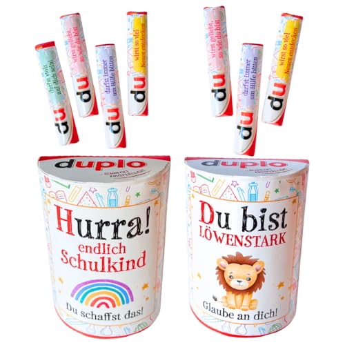 Einschulung & Kinder ermutigen – Duplo Aufkleber Set (20 Banderolen + 2 Box Sticker) – personalisierte Geschenkidee für Schulanfang, Zuckertüte oder kleine Mutmacher-Geschenke von Delis Designs