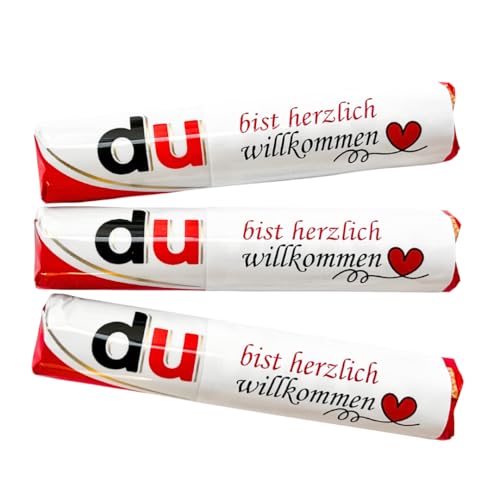 Hochzeit Gastgeschenke – Duplo Banderolen Set (42 Stück ‚Du bist herzlich willkommen‘) – Aufkleber als Tischdeko für Hochzeitsgäste, Valentinstag & Jubiläum – kleine Geschenke für Gäste, schlicht von Delis Designs