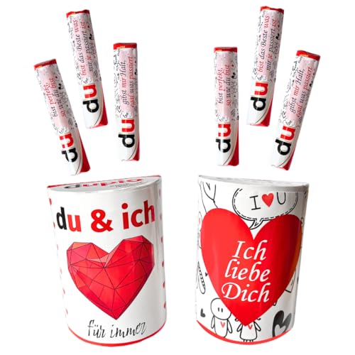 Liebe - Duplo Aufkleber Set (20 Banderolen + 2 Box Sticker) – personalisierte Geschenkidee für Partner, Freund, Ehemann oder Ehefrau – zum Valentinstag, zur Hochzeit oder als romantisches DIY Geschenk von Delis Designs