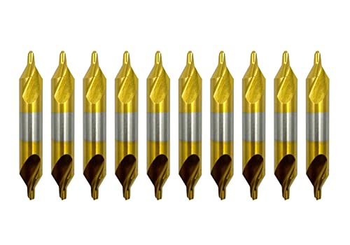 DelitonGude 2,0 mm Zentrierbohrer-Set, 10 Stück Hochgeschwindigkeitsstahl-Titanbeschichtungsbohrer-Set, Kegelsenker-Werkzeuge für Drehmaschine und Metallbearbeitung (2,0 mm) von DelitonGude