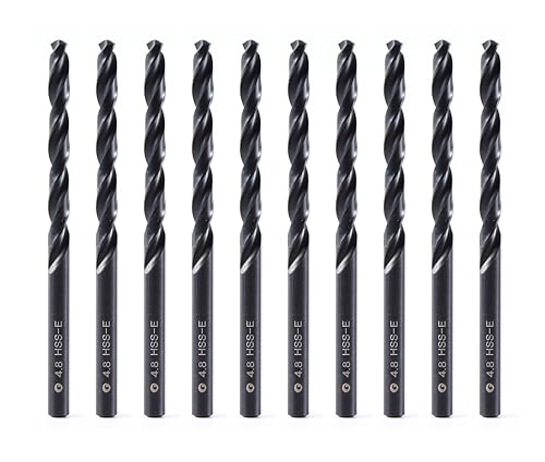 DelitonGude 4,8mm HSS M35 Cobalt Twist Bohrer, Hochgeschwindigkeitsstahl, Satz 10, passend für Stähle, Gusseisen und andere Metalle (4,8mm) von DelitonGude