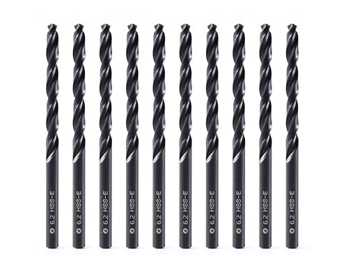 DelitonGude 6,2mm HSS M35 Cobalt Twist Bohrer, Hochgeschwindigkeitsstahl, Satz 10, passend für Stähle, Gusseisen und andere Metalle(6,2mm) von DelitonGude