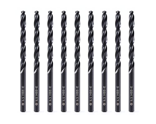 DelitonGude 6,5mm HSS M35 Cobalt Twist Bohrer, Hochgeschwindigkeitsstahl, Satz 10, passend für Stähle, Gusseisen und andere Metalle (6,5mm) von DelitonGude