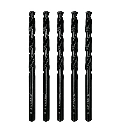 DelitonGude 8,0mm HSS M35 Cobalt Twist Bohrer, Hochgeschwindigkeitsstahl, Satz 5, passend für Stähle, Gusseisen und andere Metalle (8,0mm) von DelitonGude