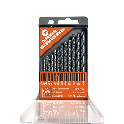 DelitonGude Kobalt-Bohrer-Set, M35 HSS-Spiralbohrer, für gehärtetes Metall, Edelstahl, Gusseisen, Kunststoff und Holz, 13 Stück DelitonGude Kobalt-Bohrer-Set, M35 HSS-Spiralbohrer, für gehärtetes Metall, Edelstahl, Gusseisen, Kunststoff und Holz, 13 Stück von DelitonGude