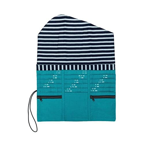 Della Q - Leinen Blaugrün (35x40cm) Faltbar Kreisförmig Stricken Nadeln Pouch - 1 Stück von Della Q