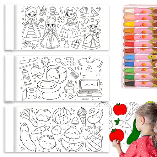 3 Stück Schneidbare Zeichenrolle für Kinder Delmkin DIY Papierrolle Mit Wachsmalstift Selbstklebend Zeichnungsrolle für Jungen und Mädchen (30 * 300cm) von Delmkin