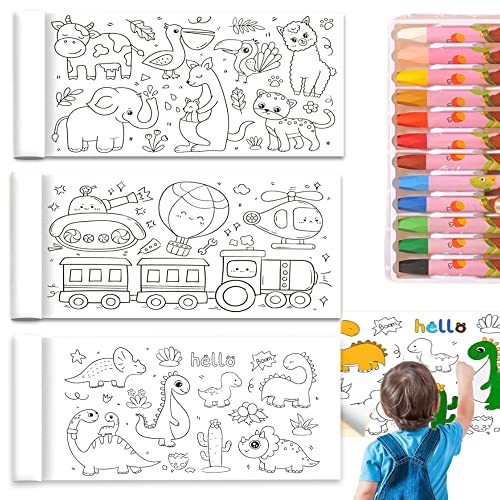 3 Stück Schneidbare Zeichenrolle für Kinder Delmkin DIY Papierrolle Mit Wachsmalstift Selbstklebend Zeichnungsrolle für Jungen und Mädchen (30 * 300cm) von Delmkin