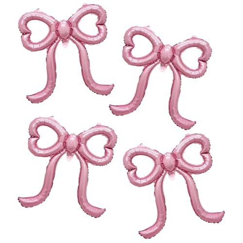4 Stück rosa Schleife, Luftballons Schleife, Party-Dekorationen für Mädchen und Frauen, Geburtstagsdekoration, Folienballon für Babyparty, Braut, Verlobung, Hochzeit, Dekoration 4 Stück rosa Schleife, Luftballons Schleife, Party-Dekorationen für Mädchen und Frauen, Geburtstagsdekoration, Folienballon für Babyparty, Braut, Verlobung, Hochzeit, Dekoration von Delphinus