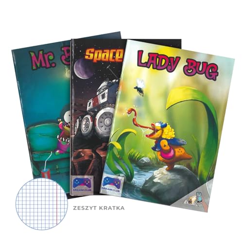 Delta Graphix Schulheft A5 kariert – 60 Blatt – Arigami Club Kollektion – Notizheft mit Augmented Reality App (AR) – UV-Lack Cover – 10er Pack – Mix Designs, Zufallsauswahl – X6MGK von Delta Graphix